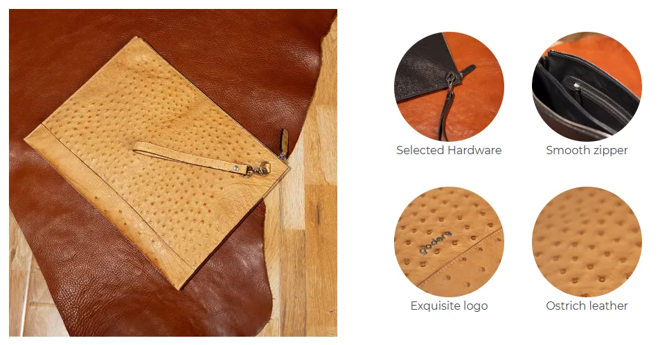 Ostrich-Embossed Wrist Pouch