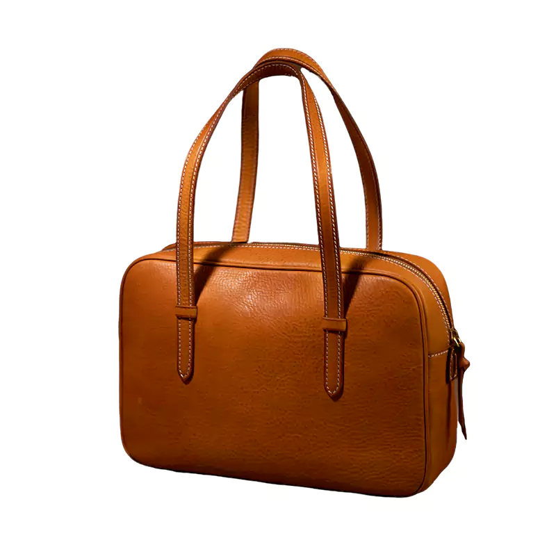 Vegetable-tanned Leather Square Underarm Bag
